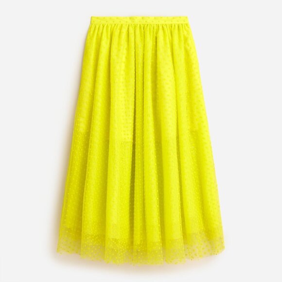 NWT J.Crew Collection Limited-Edition Tulle Midi Bright Kiwi Polka Dot Skirt 10 - Picture 1 of 8